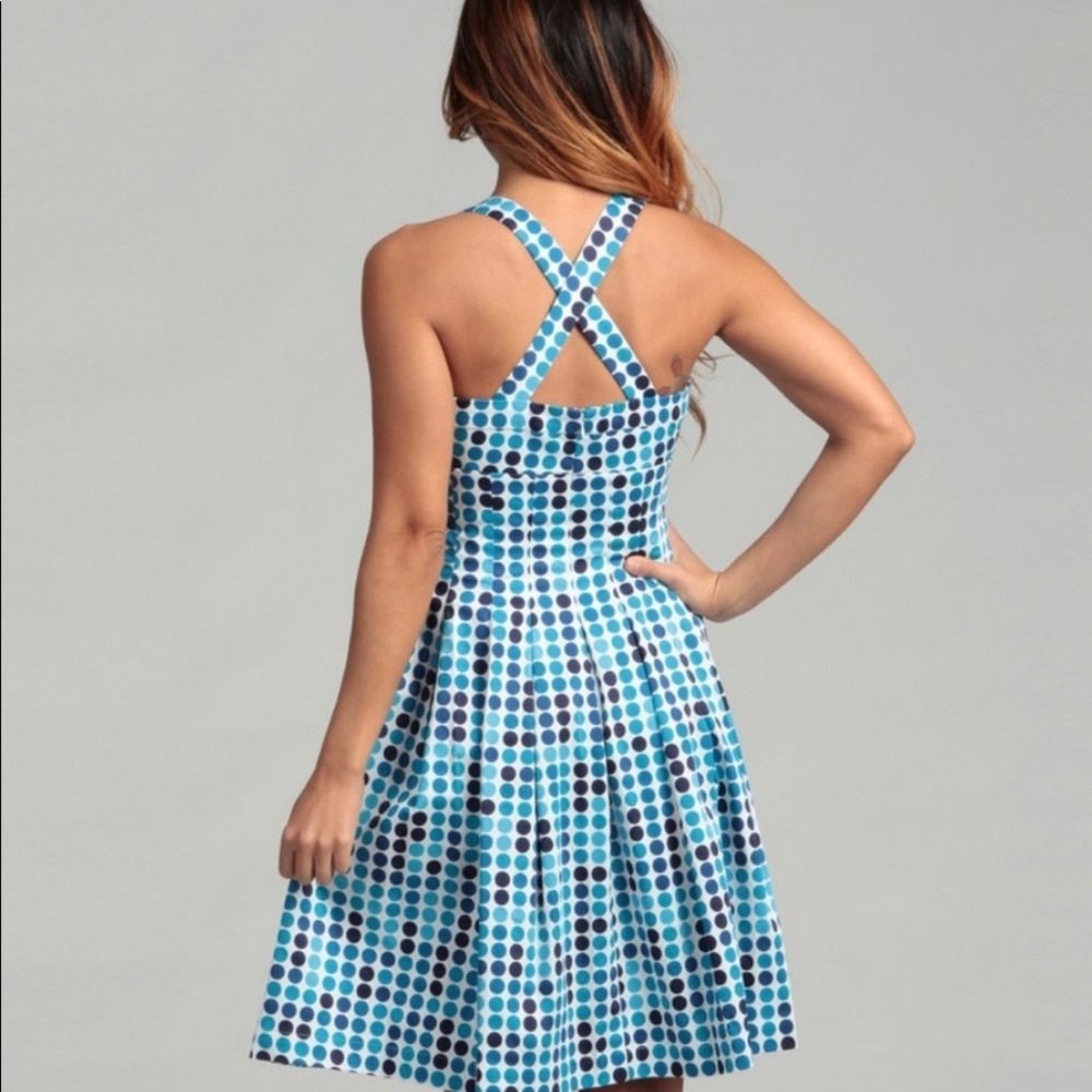 NWT Calvin Klein Shades of Blue Polka Dot Summer Sundress, M, MSRP $119